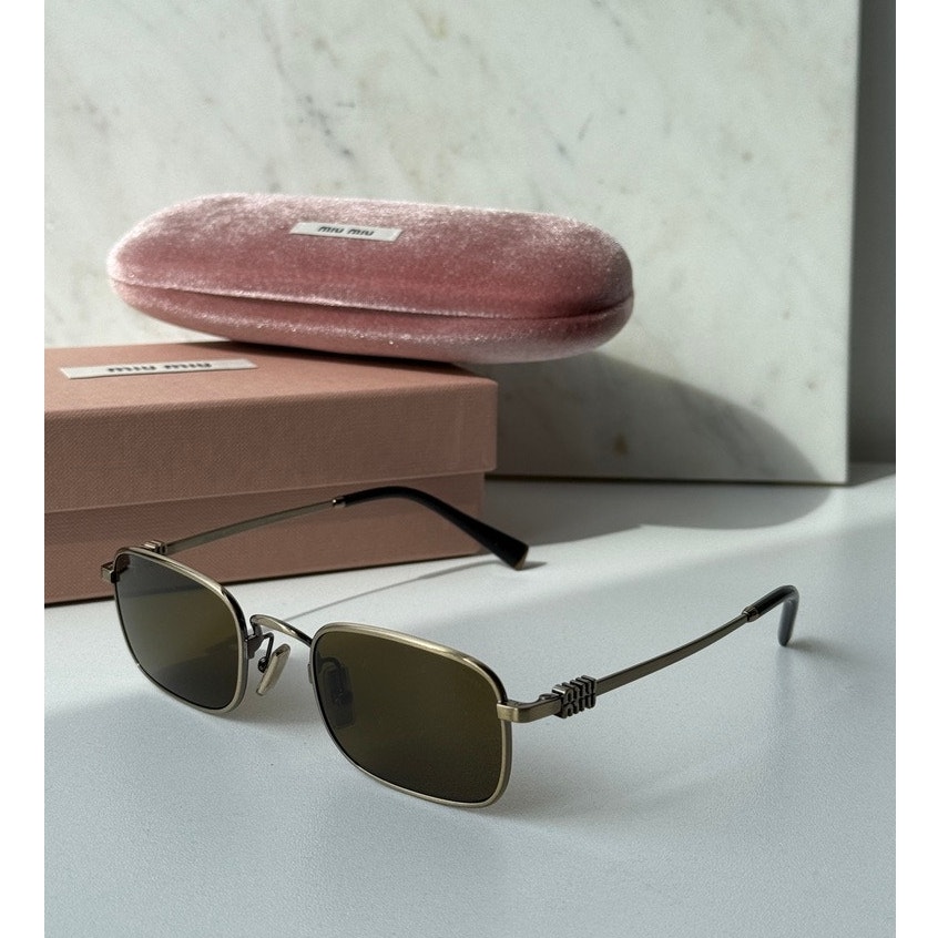 New Miu Miu Mu A53s Square Sunglasses In Gold Brown $548